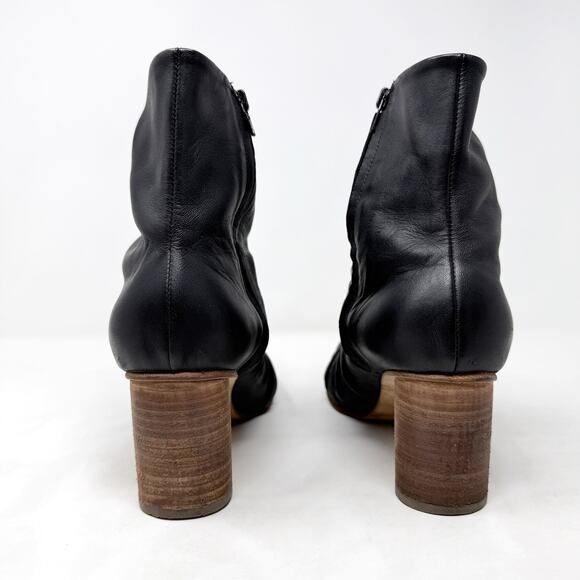 [Huma Blanco] Black Leather Wanda Pointed Toe Ruched Ankle Boots Size 40 US 9 - Picture 4 of 12